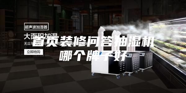 首頁裝修問答抽濕機哪個牌子好